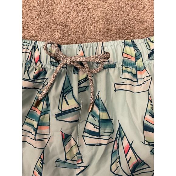 NWT Vintage Summer Men's Dry Fast Sailboats Mint Stretch Swimming Trunks, XXL - Picture 4 of 7